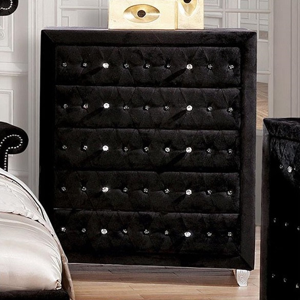 Marchesa Black Upholstered Chest of Drawers Room