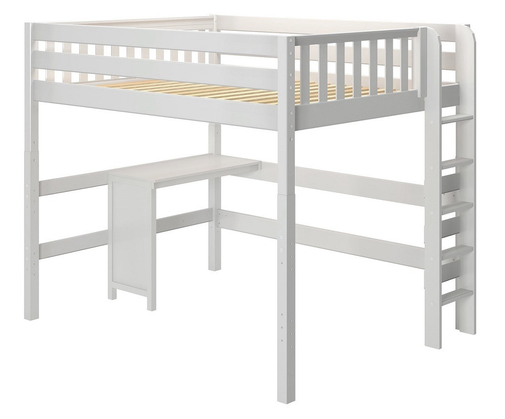 Imelda White Adult Loft Bed with Desk
