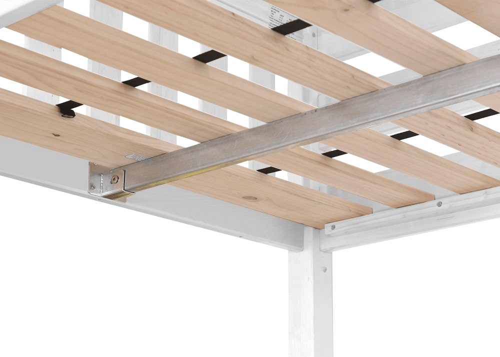 Washburn Natural Queen Size Loft Beds for Adults Center Support Bar shown in White