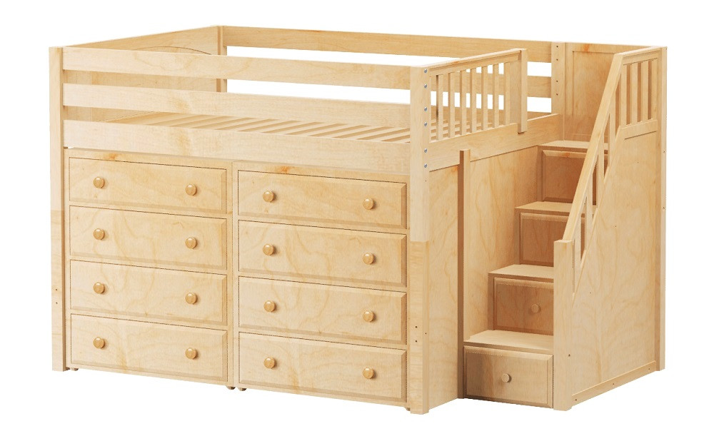 Declan Natural Full Loft Bed with Storage