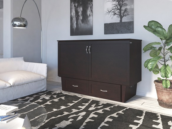 Carlier Espresso Queen Murphy Bed Angled View Room