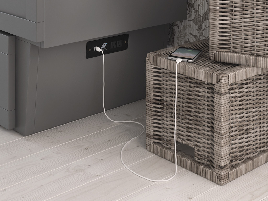 Fontana Gray Queen Murphy Bed USB Outlet Detail Room