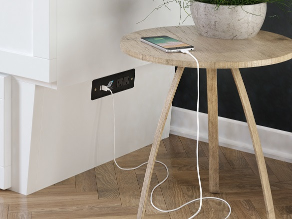 Montecito White Queen Murphy Bed USB Outlet Detail Room