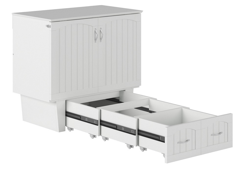 Alameda White Murphy Twin Bed Drawer Extended Door Panel Closed