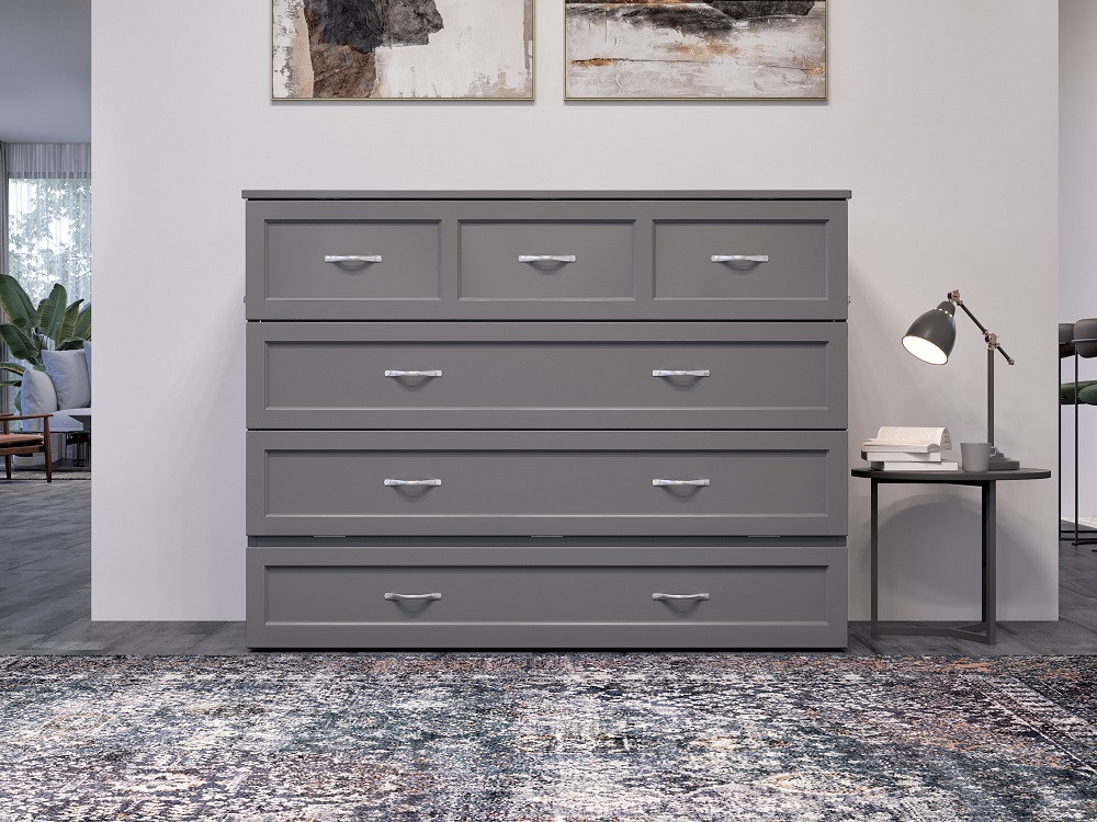 Ashbury Grey Full Size Murphy Bed Front View Room