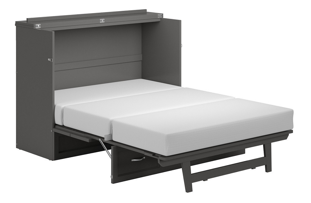 Ashbury Grey Full Size Murphy Bed Frame & Mattress Fully Extended