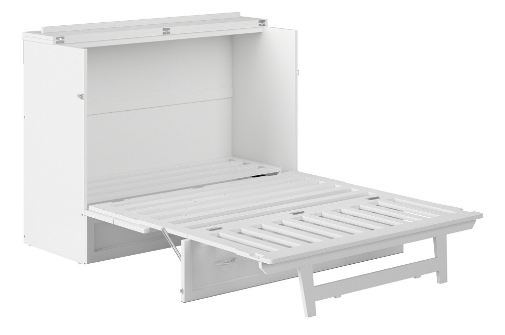 Colette White Full Size Murphy Bed Frame only Fully Extended