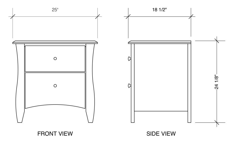 Idlewild Graywash 2 Drawer Nightstand Dimensions
