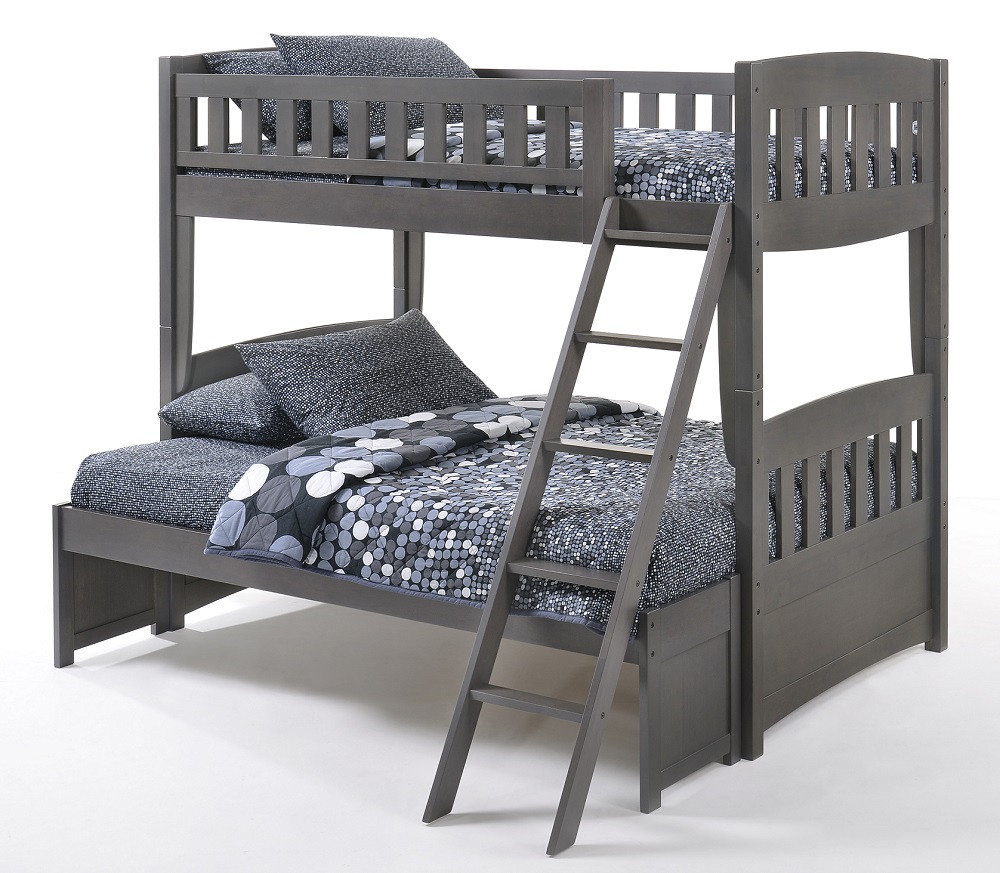 Idlewild Graywash Wooden Twin over Full Bunk Beds