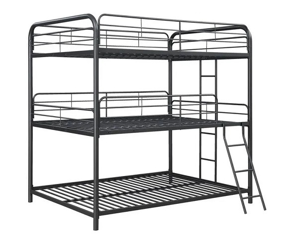 Vetrina Full Size Gunmetal Triple Bunk Bed No Mattresses