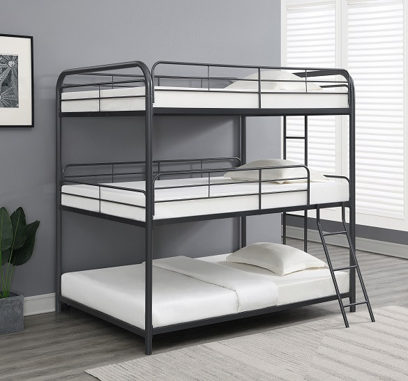 Vetrina Full Size Gunmetal Triple Bunk Bed Room