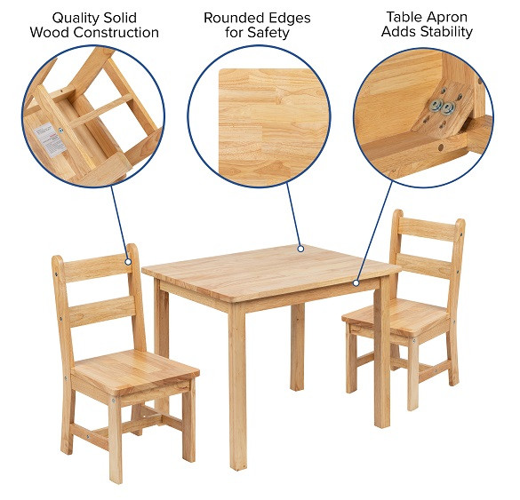 Cameron Natural Kids Tables and Chairs Safety Features
