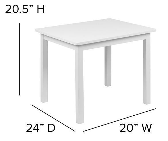 Cameron White Kids Table Dimensions