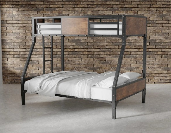 South Bank Twin over Full Metal Bunk Bed Angled View Room