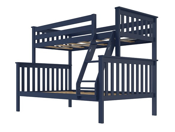 Braxton Blue Bunk Bed Twin over Full Angled View No Mattresses