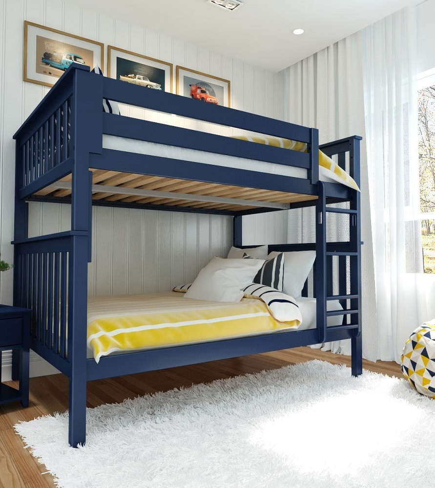 Braxton Blue Bunk Bed Full over Full Angled View Room