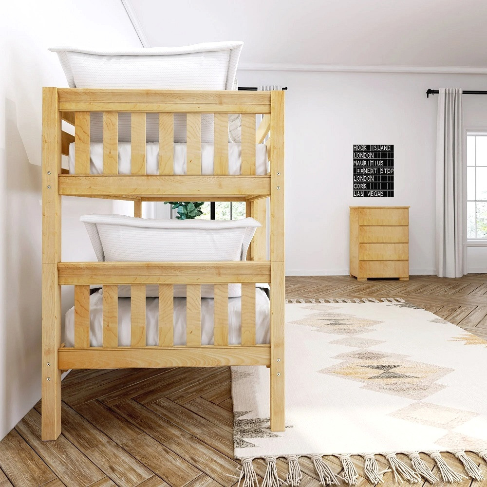Girard Natural Twin XL Low Bunk Beds Left End View Room