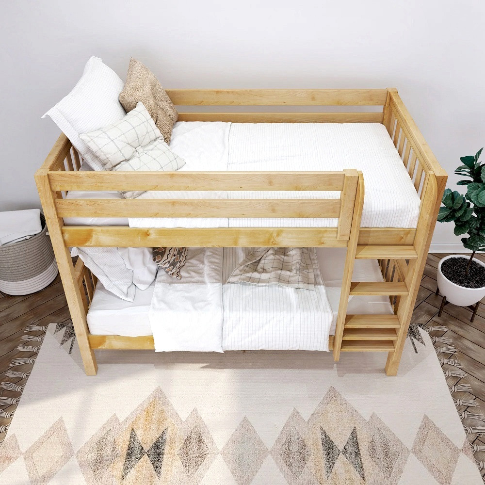 Girard Natural Twin XL Low Bunk Beds Top View Room