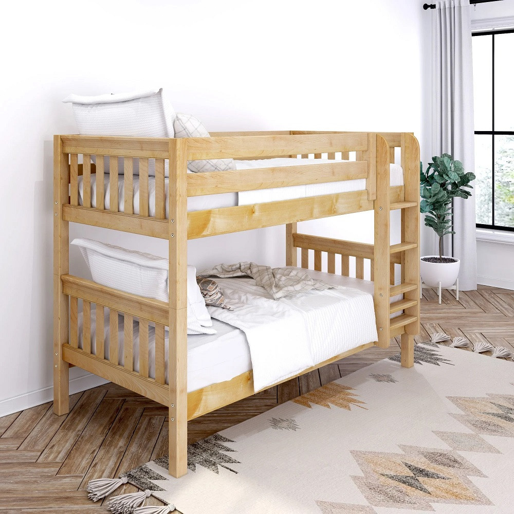 Girard Natural Twin XL Low Bunk Beds Left Angled View Room