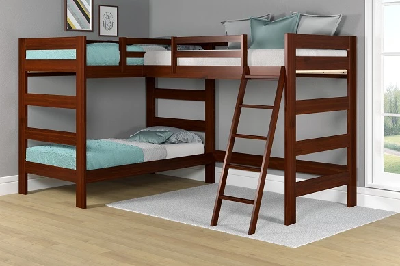 Tucker Chocolate Twin Size Loft Bunk Beds Room