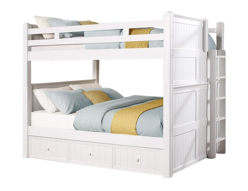 Bellamy Queen Bunk Bed shown with Optional XL Storage Trundle in White Finish