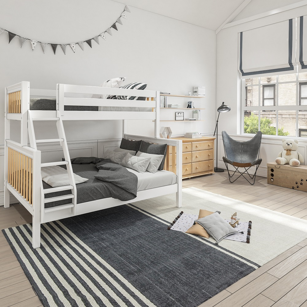 Tinley Park Modern Twin over Queen Bunk Bed Left Side Angled View Room