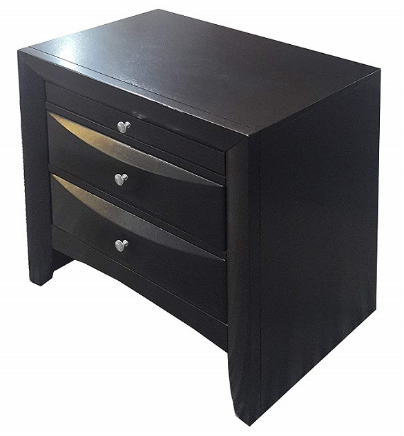 Manville Black 2 Drawer Nightstand Top View