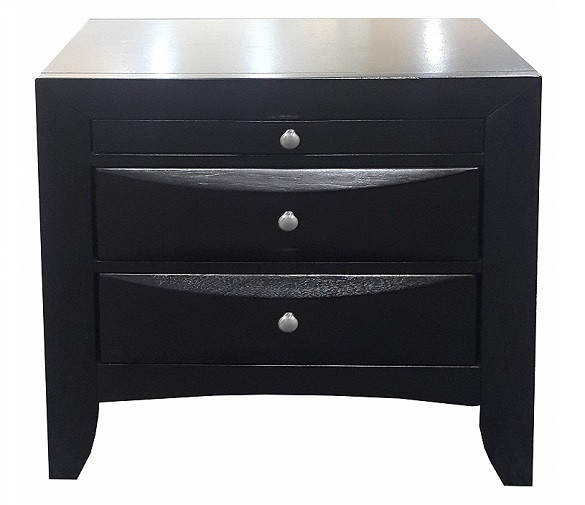Manville Black 2 Drawer Nightstand Front View