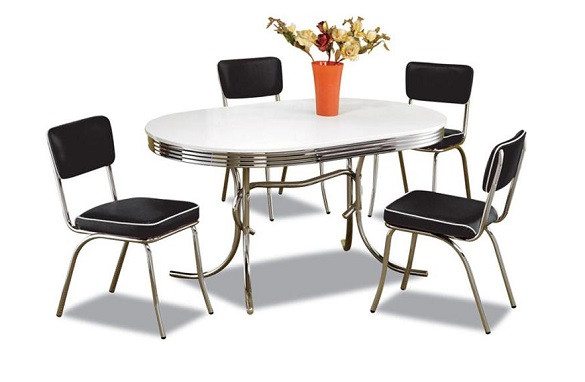 At the Hop Retro Dinette Set with Black Chairs