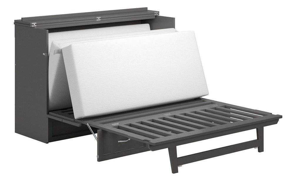 Ashbury Grey Queen Murphy Bed Frame Fully Extended Mattress Unfolding