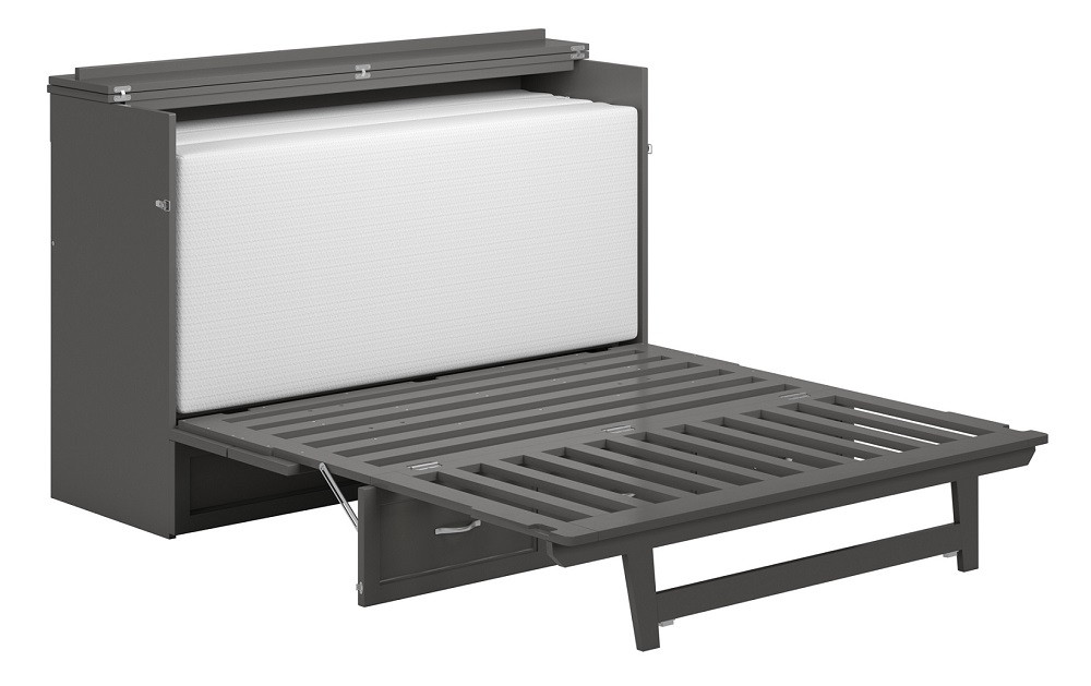 Ashbury Grey Queen Murphy Bed Frame Fully Extended Mattress Closed
