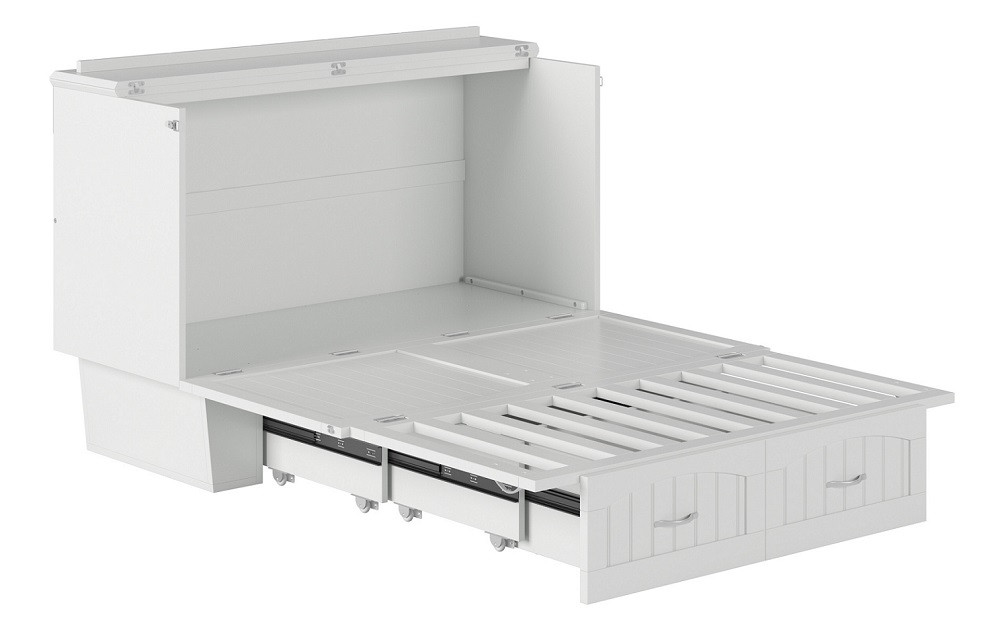 Alameda White Murphy Full Bed Frame Extended Door Panel Open