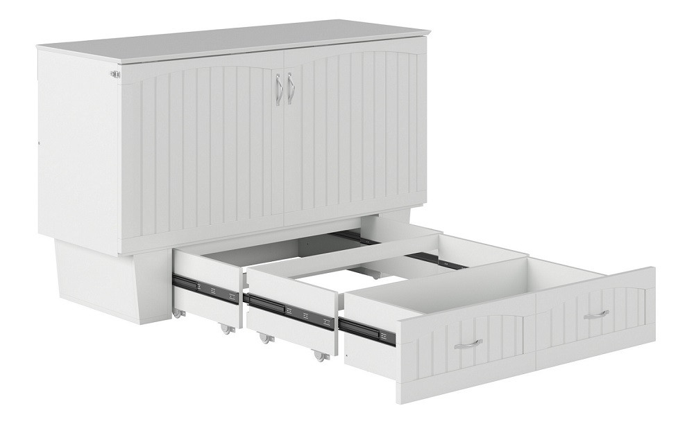 Alameda White Murphy Queen Bed Drawer Extended Door Panel Closed
