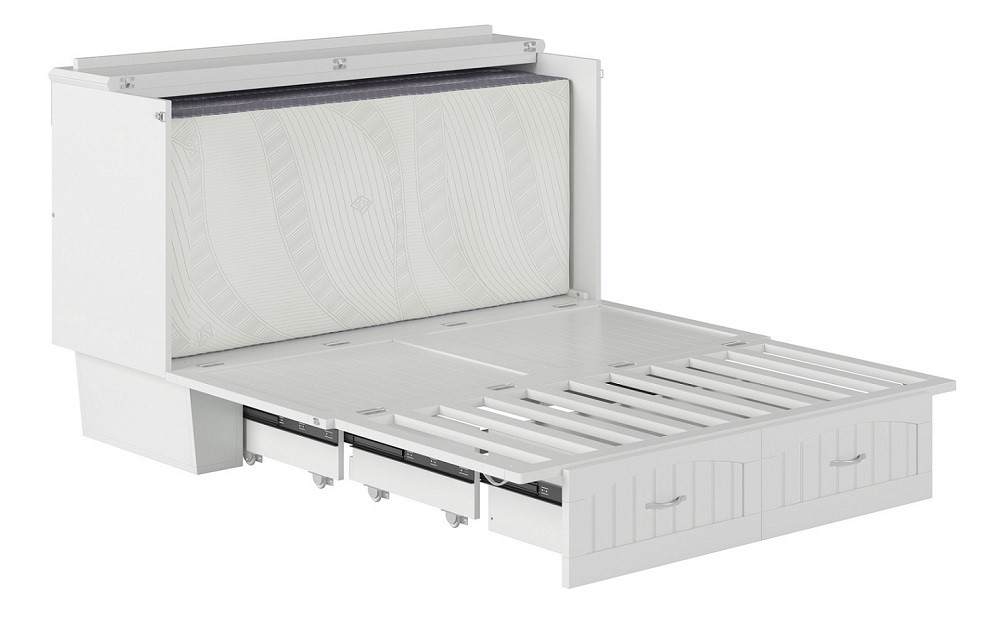 Alameda White Murphy Queen Bed Frame Extended with Mattress Folded