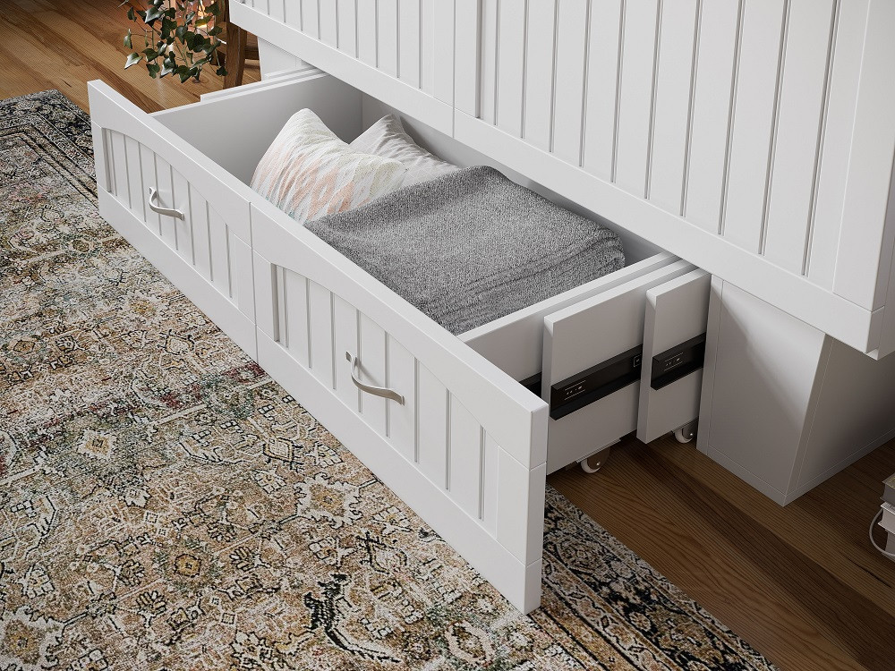 Alameda White Murphy Queen Bed Storage Drawer Detail Room