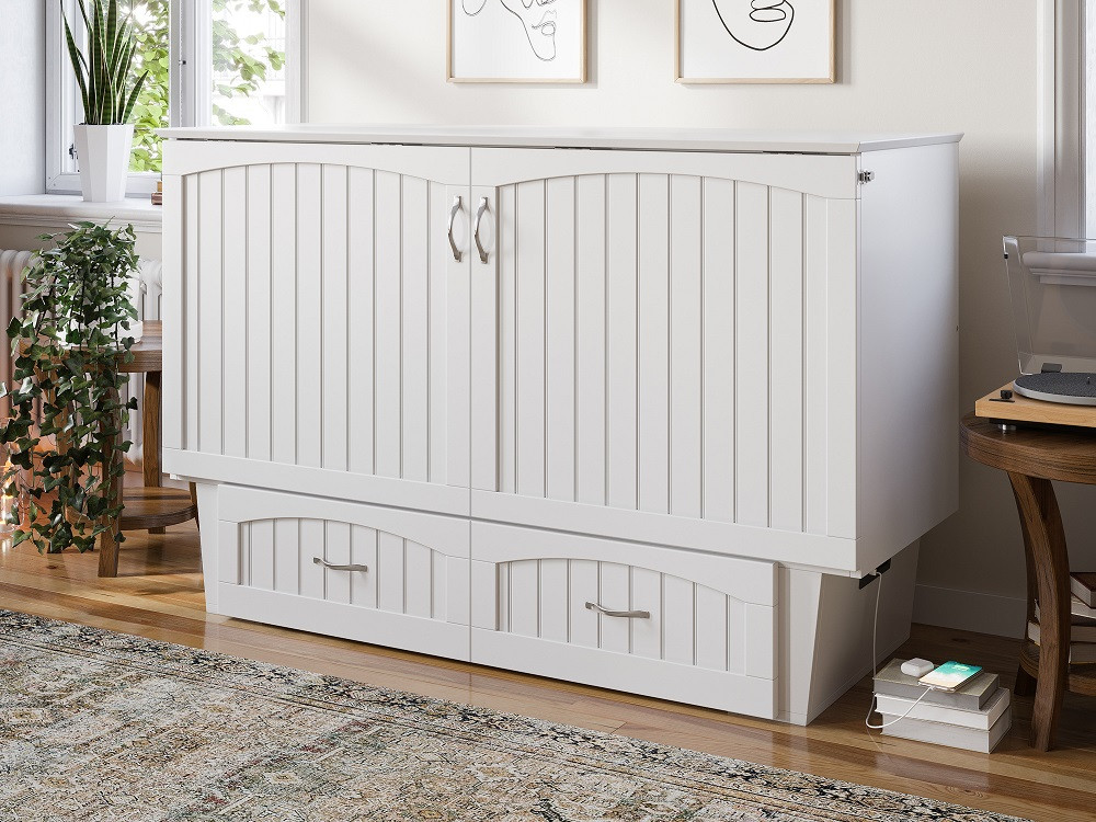 Alameda White Murphy Queen Bed Angled View Room