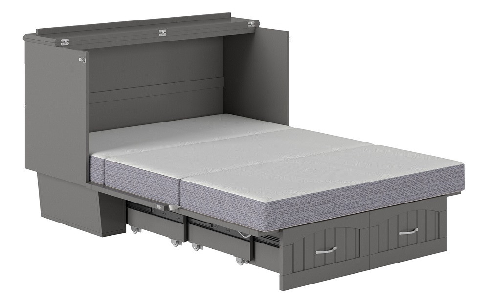 Fullerton Gray Murphy Full Bed Frame Extended with Mattress Unfolded