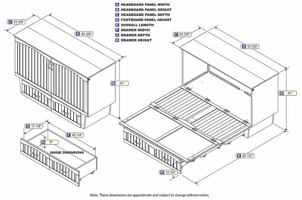 Fullerton Gray Murphy Queen Bed Dimensions
