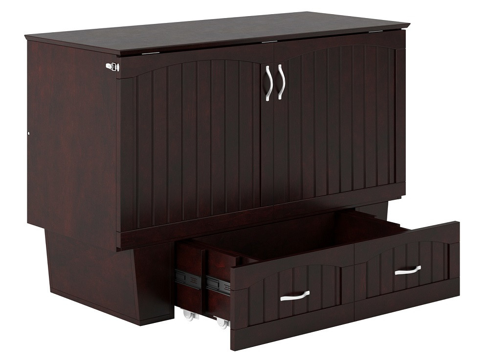 Rowley Espresso Murphy Full Bed Drawer Partially Extended Door Panel Closed