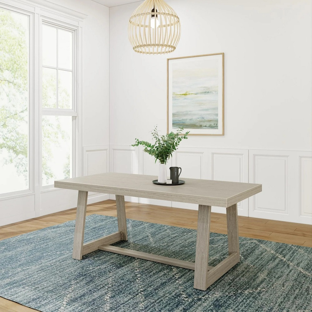Riley Wirebrush Seashell Dining Room Table Angled View Room