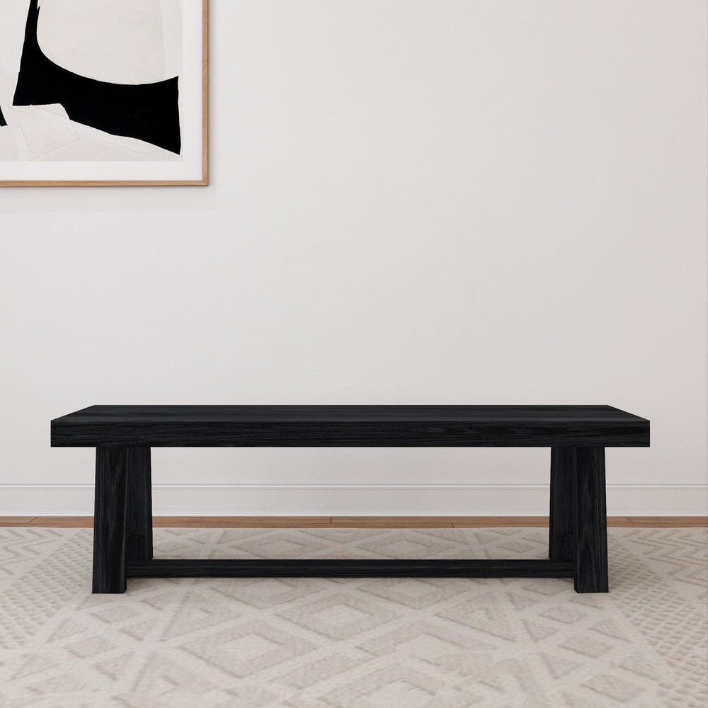 Riley Wirebrush Black Dining Room Bench Front View Room