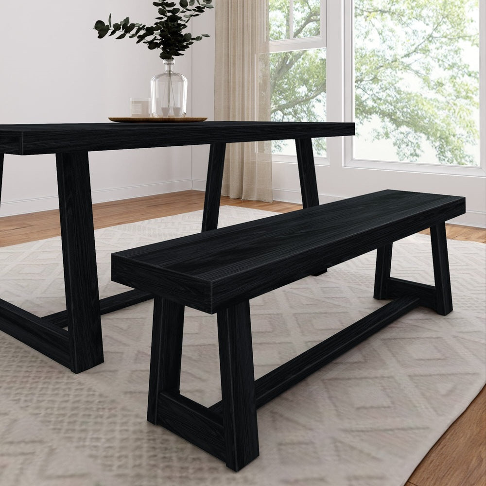 Riley Wirebrush Black Dining Room Bench shown with Optional Dining Room Table Room