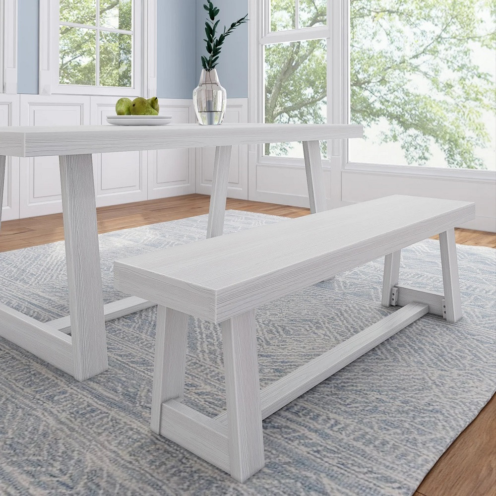 Riley Wirebrush White Dining Room Bench shown with Optional Dining Room Table Room