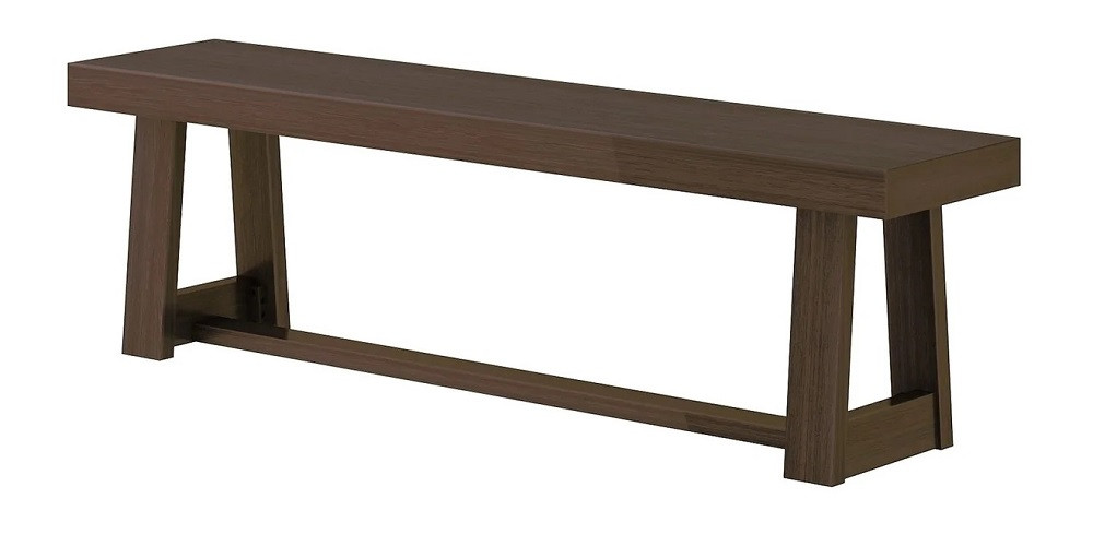 Riley Wirebrush Walnut Dining Room Bench Angled View
