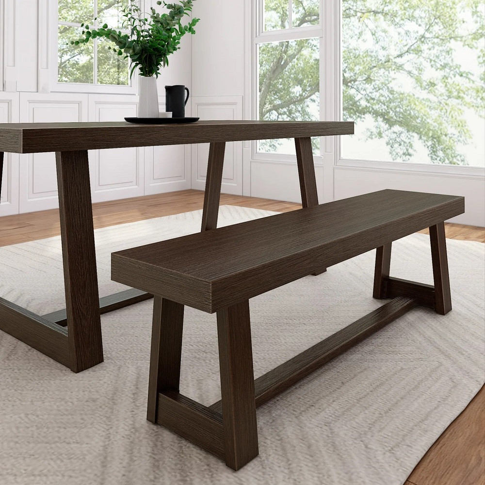 Riley Wirebrush Walnut Dining Room Bench shown with Optional Dining Room Table Room