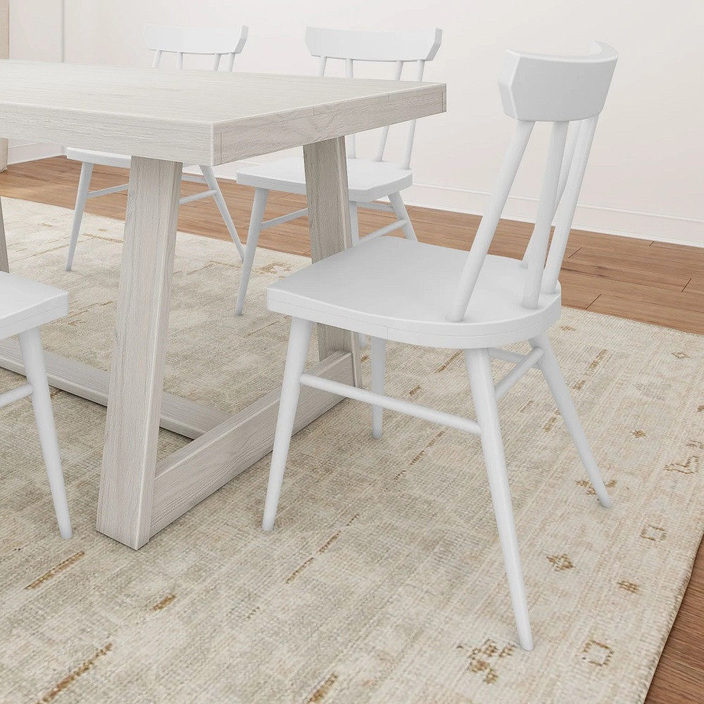 Lancaster White Dining Room Chairs shown with optional Riley Wirebrush White Dining Room Table Room