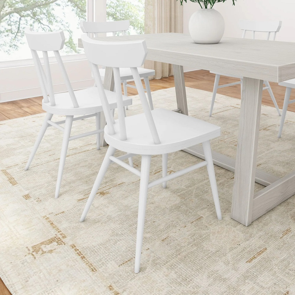 Lancaster White Dining Room Chairs Set of 2 shown with optional Riley Wirebrush White Dining Room Table Room