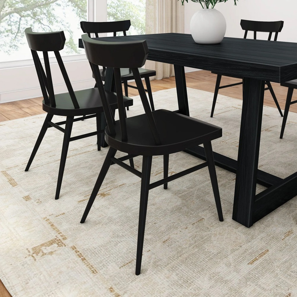 Lancaster Black Dining Room Chairs Set of 2 shown with optional Riley Wirebrush Black Dining Room Table Room