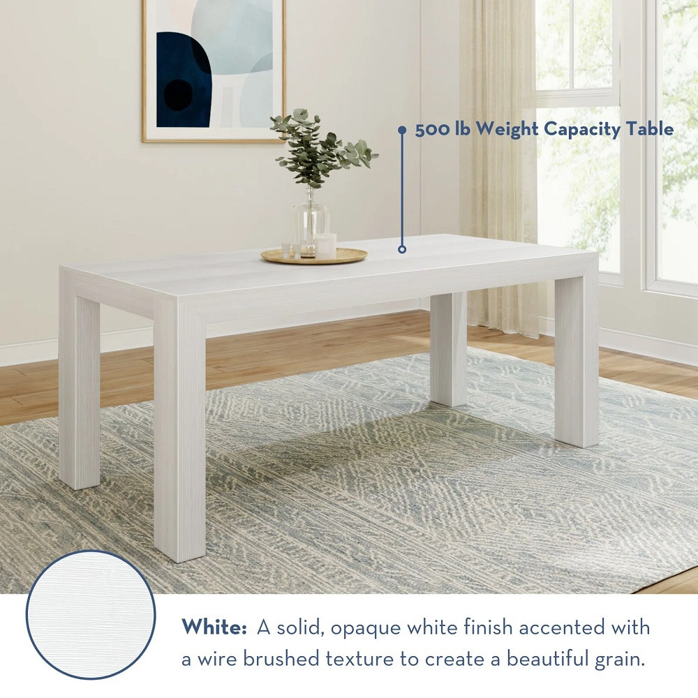 Rockport Distressed White Dining Table Weight and Finish Detail