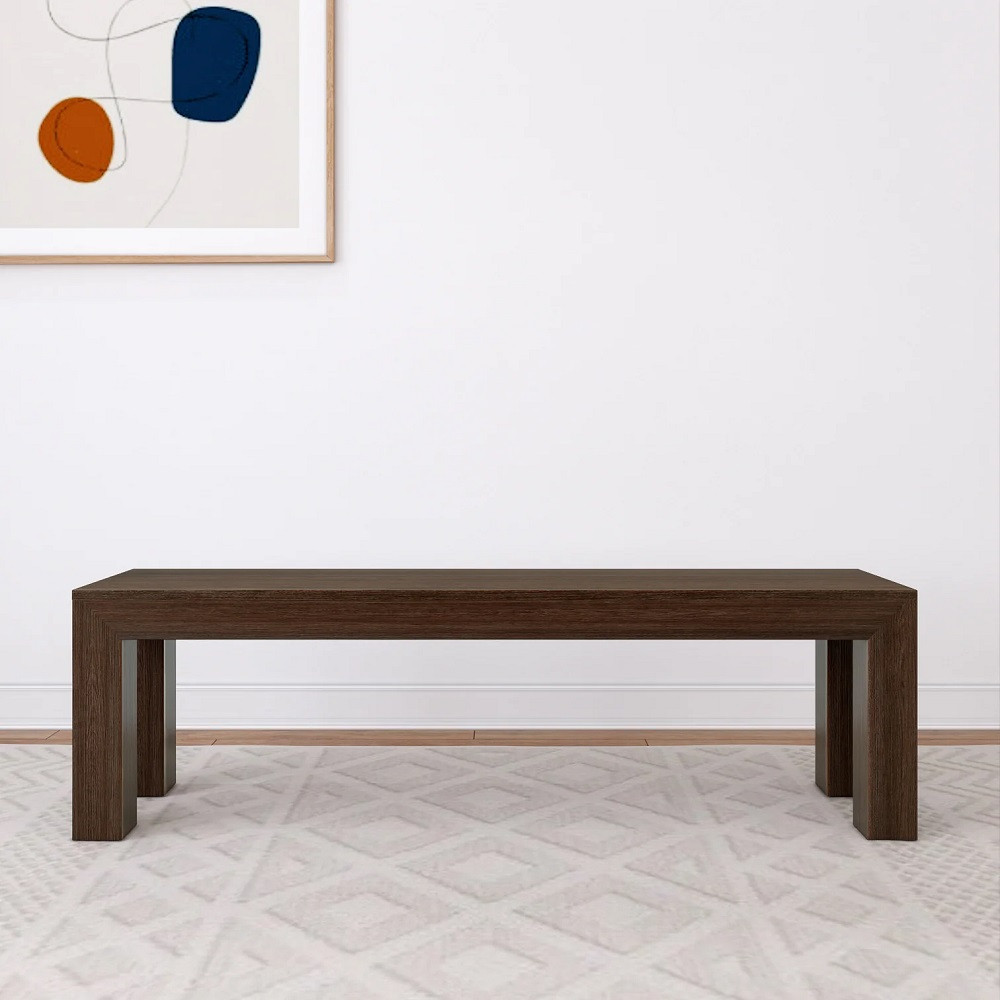 Rockport Distressed Walnut Dining Bench Front View Room